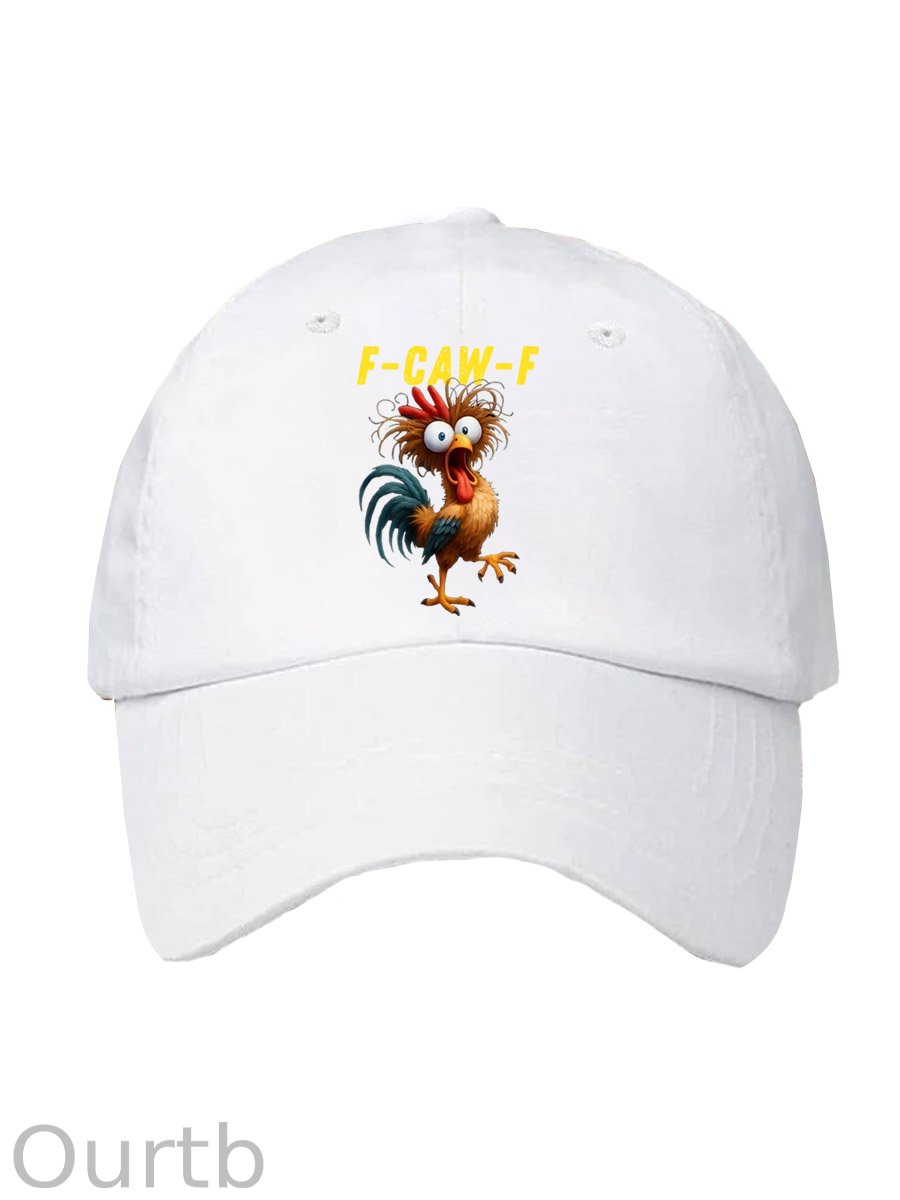 F-Caw-F Crazy Chicken Pattern Washed And Distressed Hats
