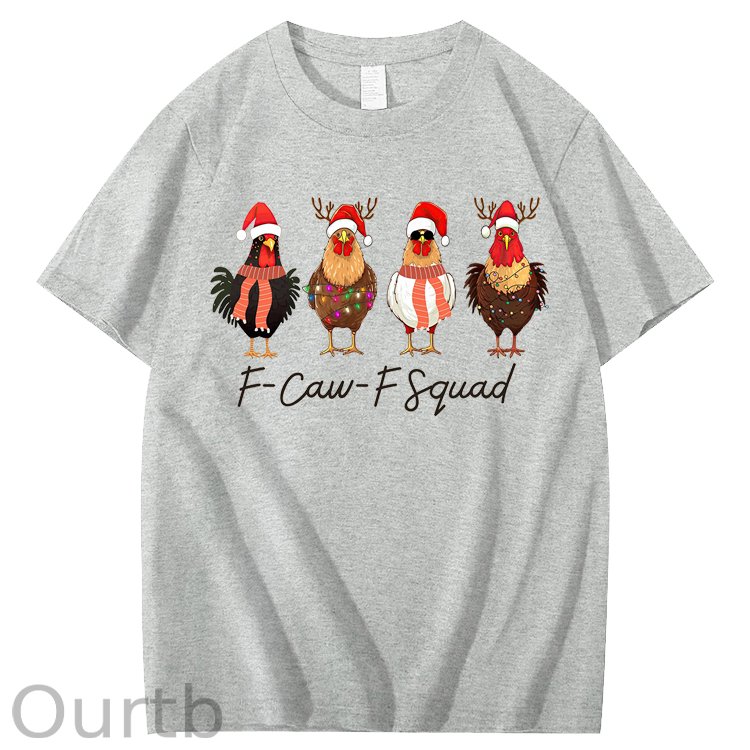 F-Caw-F Squad Chicken Christmas 100% Cotton T-Shirt