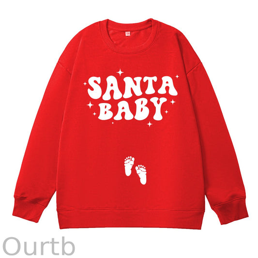 Christmas Santa Baby Pregnancy Skeleton Maternity 100% Cotton Sweatshirt