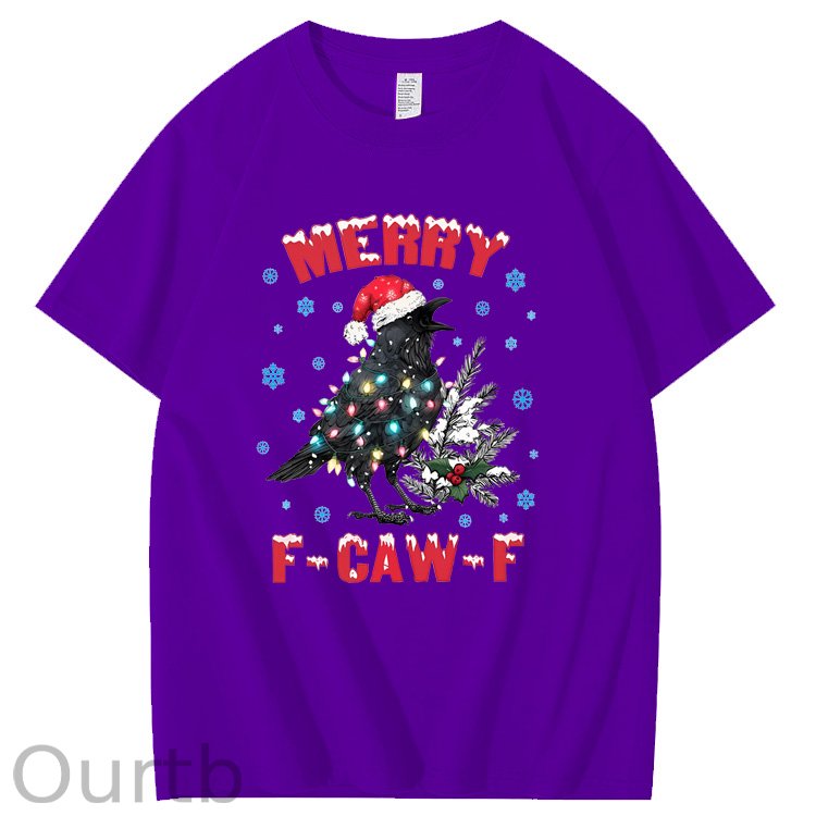 Christmas  Merry F-Caw-F  Pattern100% Cotton T-Shirt