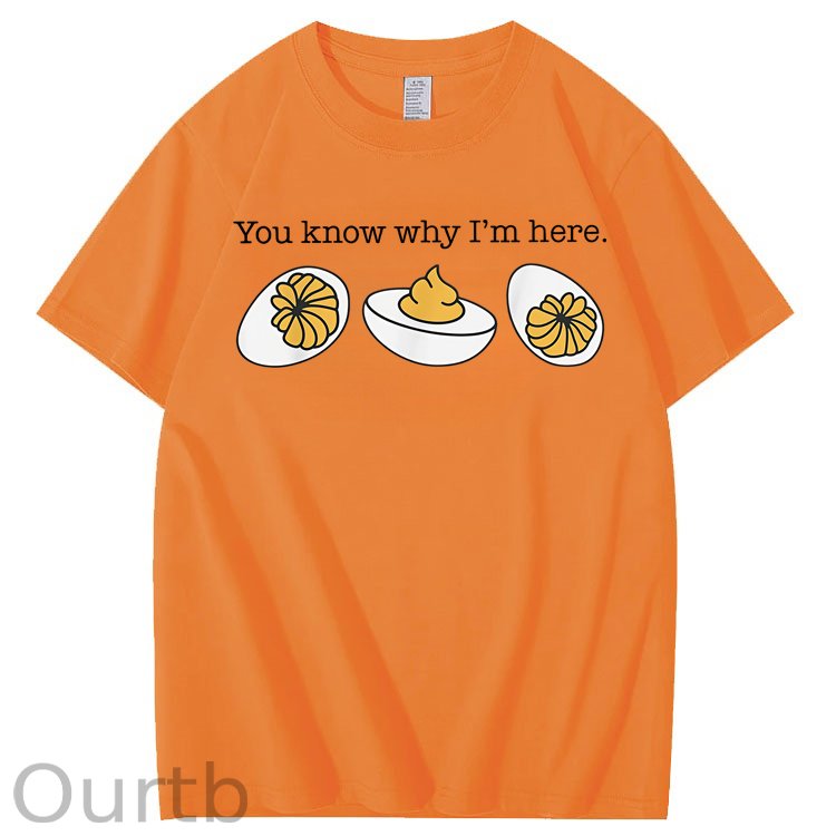 Retro Thanksgiving Dinner You Know Why I'm Here Deviled Egg 100% Cotton T-Shirt