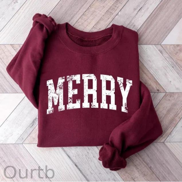 Retro Merry Christmas 100% Cotton Fleece Sweatshirt