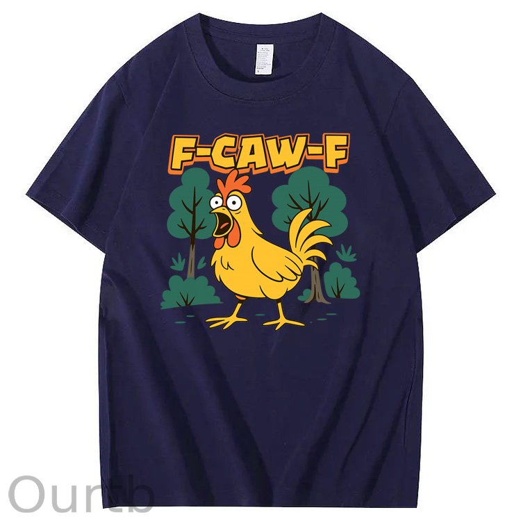 F-Caw-F Crazy Shock Chicken Pattern100% Cotton T-Shirt