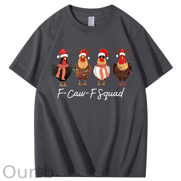 F-Caw-F Squad Chicken Christmas 100% Cotton T-Shirt