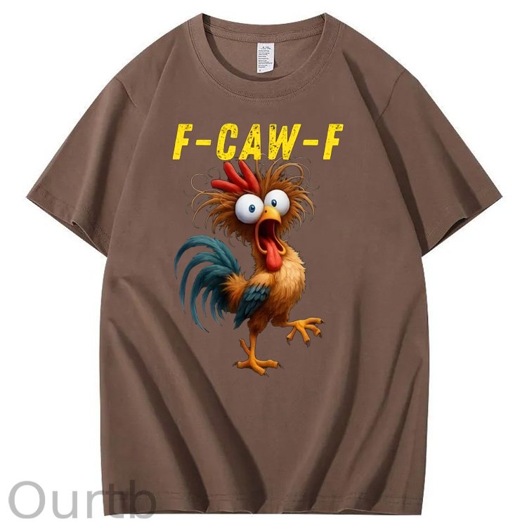 F-Caw-F Crazy Chicken Pattern100% Cotton T-Shirt