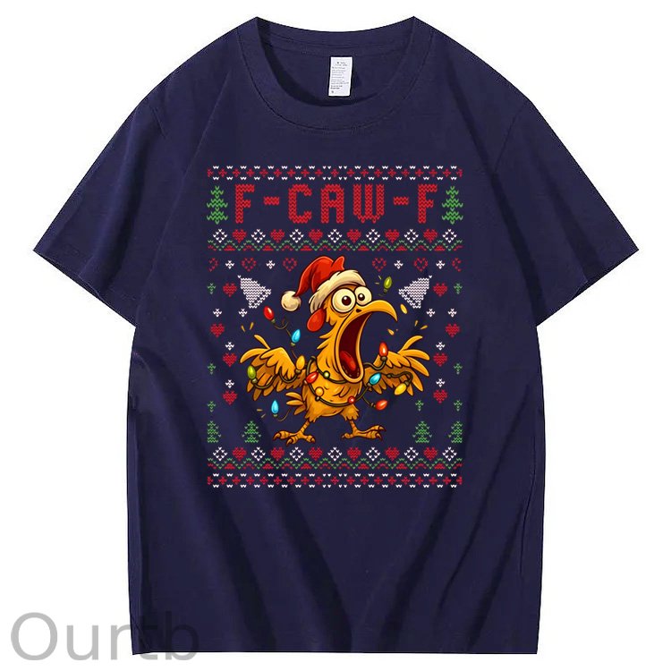 Christmas F-Caw-F Pattern100% Cotton T-Shirt