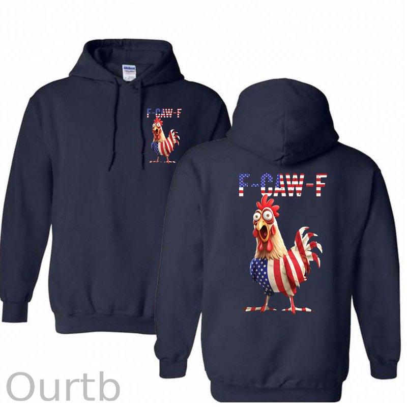 F-Caw-F Shocked American Chicken Pattern 100% 300g Cotton Classic Hoodie