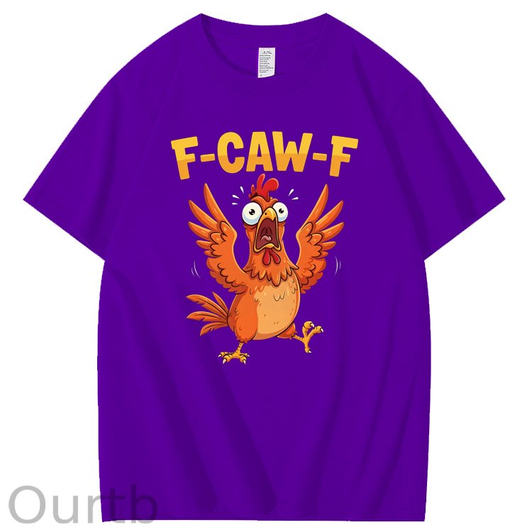 F-Caw-F Crazy Jumped Chicken Pattern100% Cotton T-Shirt