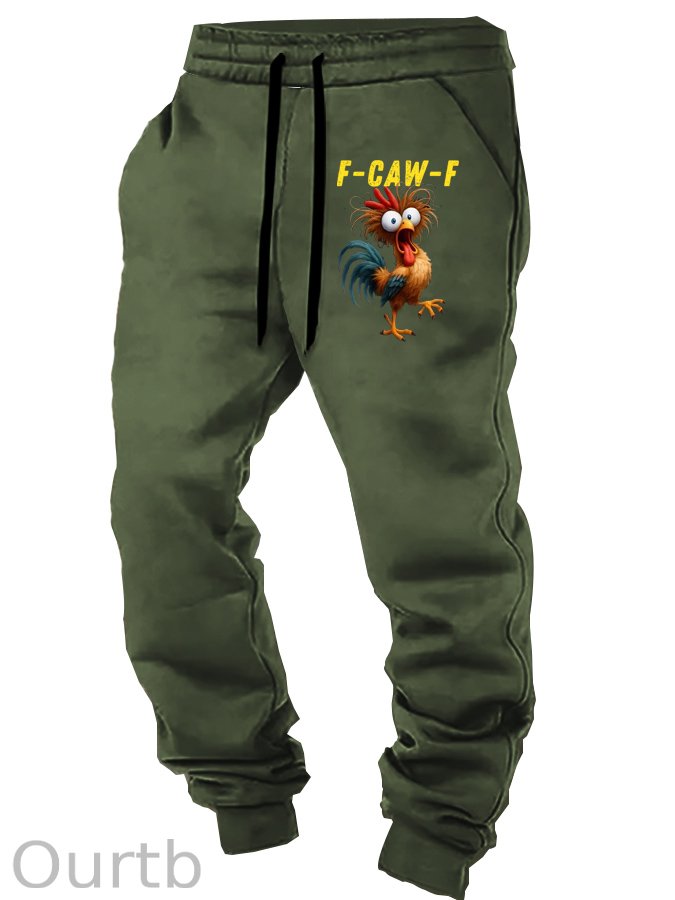 F-Caw-F Crazy Chicken Pattern Print Casual  Casual Sweatpants