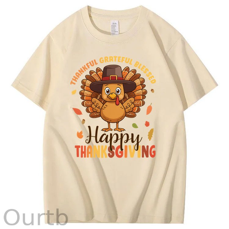 Happy Thanksgiving Pattern100% Cotton T-Shirt