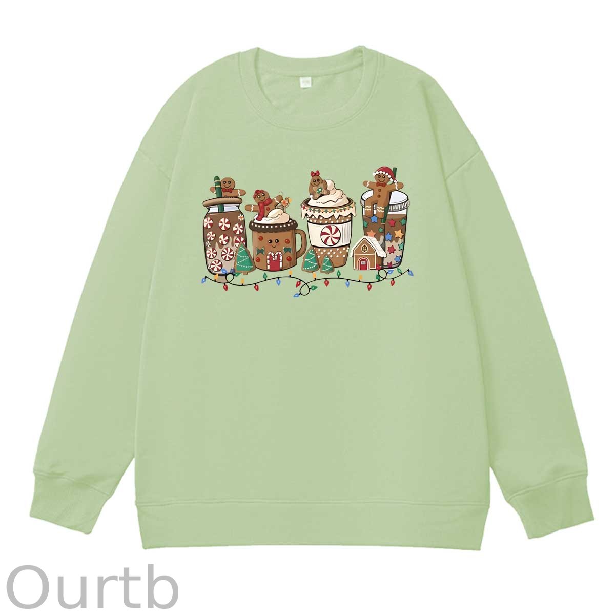 Christmas Gingerbread Man Pattern 100% 300g CottonCrew Neck Sweatshirt