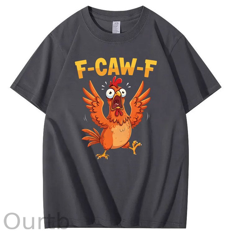 F-Caw-F Crazy Jumped Chicken Pattern100% Cotton T-Shirt