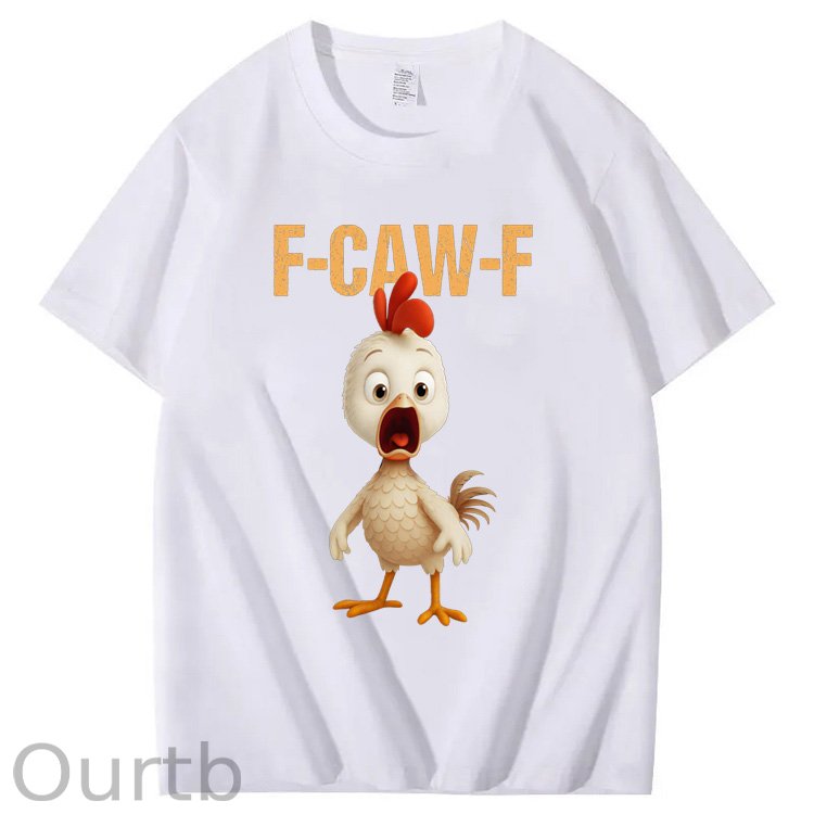 F-Caw-F Funny  Angry Chicken  Pattern100% Cotton T-Shirt
