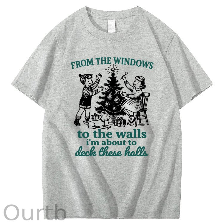 Christmas To The Walls  Pattern100% Cotton T-Shirt