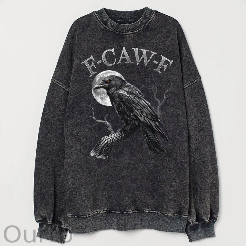 F-Caw-F Crow Cotton Washed Long Sleeve Sweatshirt/Shirt