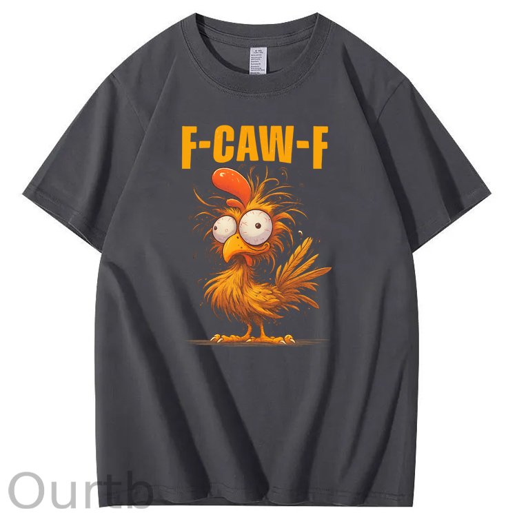 F-Caw-F Crazy Chicken Pattern100% Cotton T-Shirt