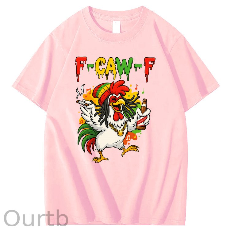 F-Caw-F What Beer Chicken Pattern100% Cotton T-Shirt