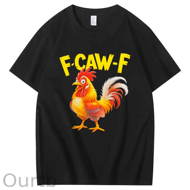 F-Caw-F  Happy Chicken Pattern100% Cotton T-Shirt