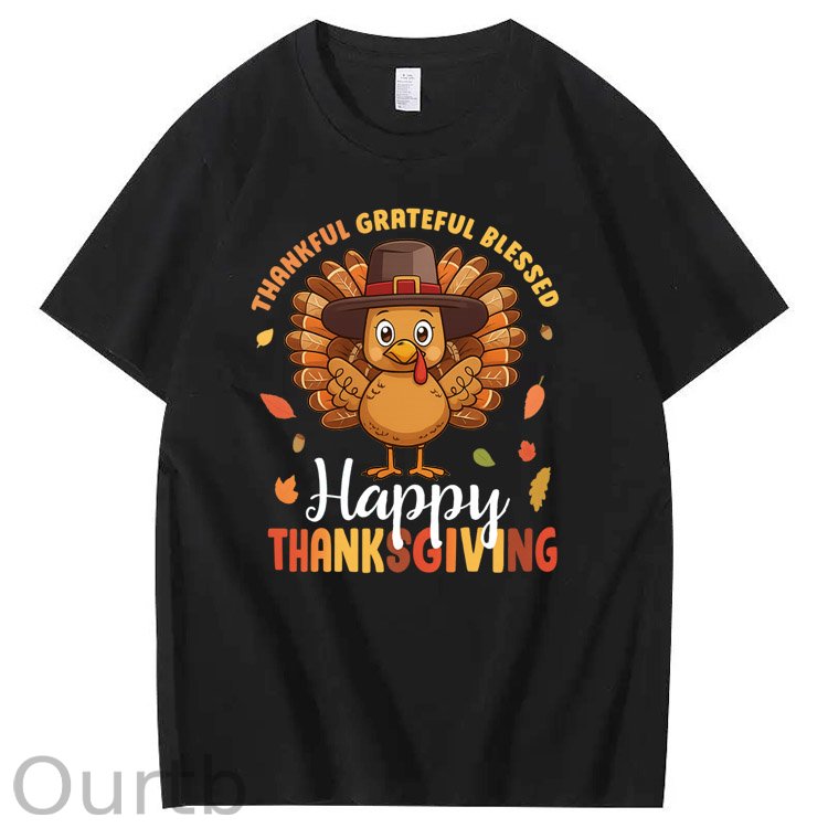 Happy Thanksgiving Pattern100% Cotton T-Shirt