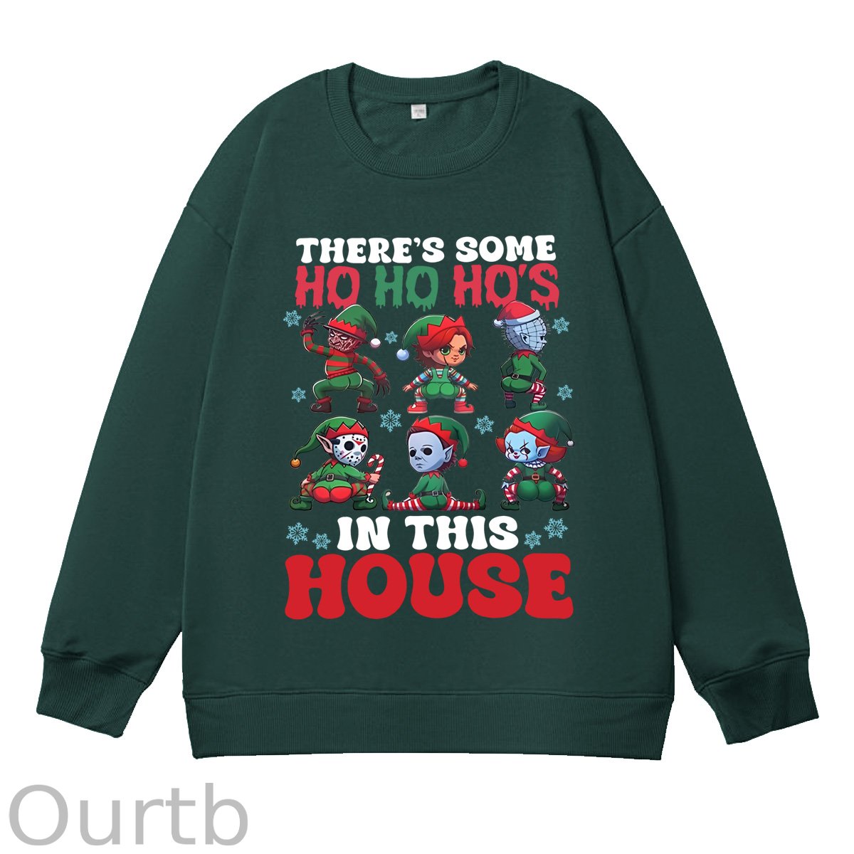 Christmas Ho Ho Ho‘s  Pattern 100% 300g CottonCrew Neck Sweatshirt