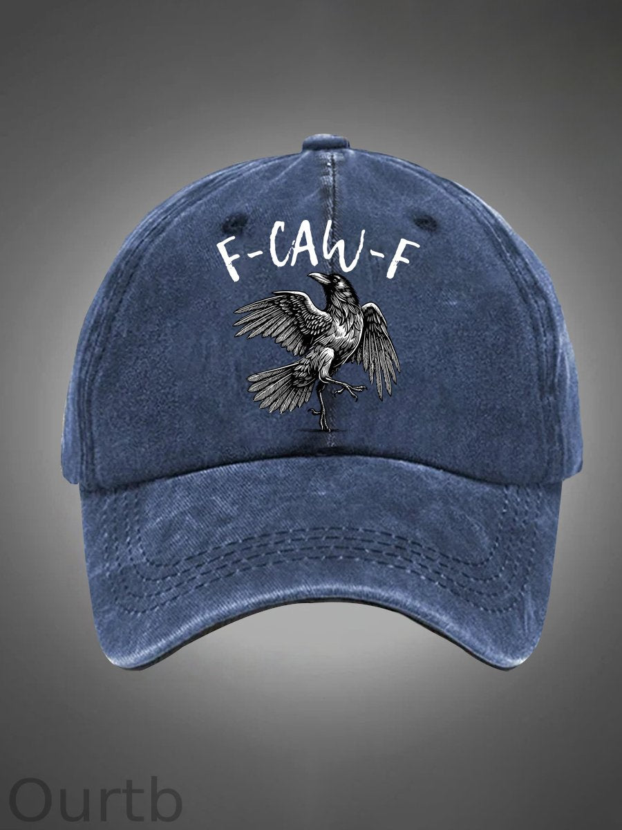 F-Caw-F Crow Pattern Washed Hats