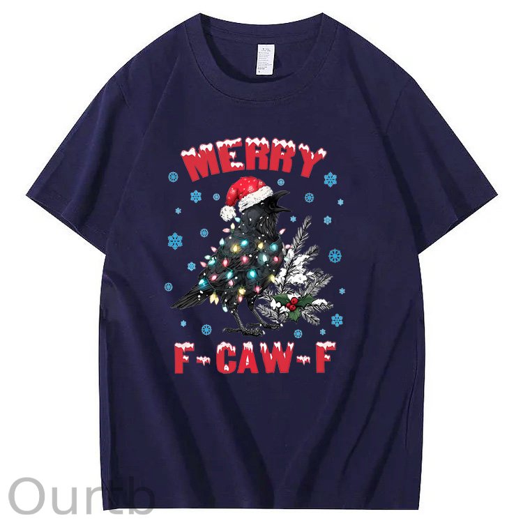 Christmas  Merry F-Caw-F  Pattern100% Cotton T-Shirt