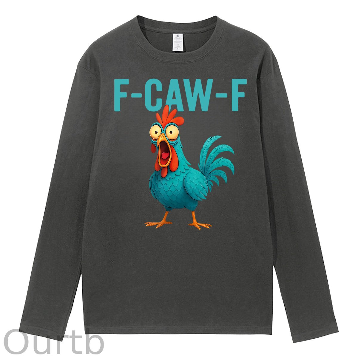 Funny Rooster Chicken F-Caw-F Chicken 100% Cotton Long Sleeve T-Shirt