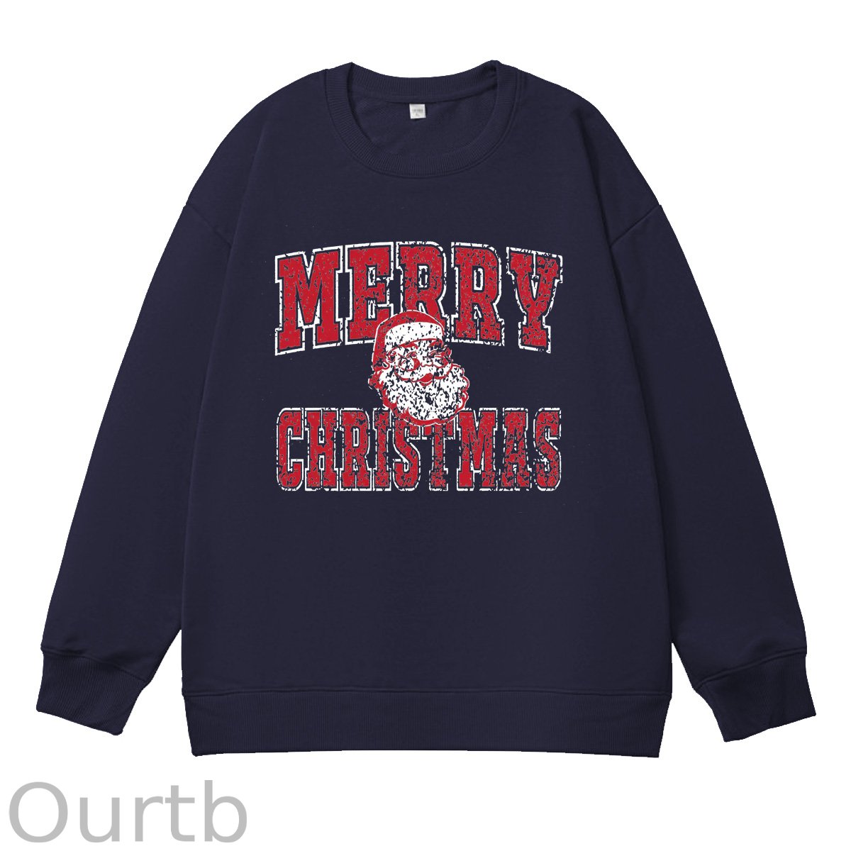 Merry Christmas Pattern 100% 300g CottonCrew Neck Sweatshirt