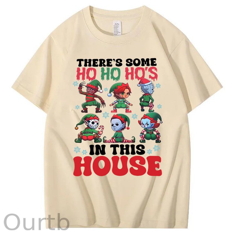 Christmas Ho Ho Ho Pattern100% Cotton T-Shirt