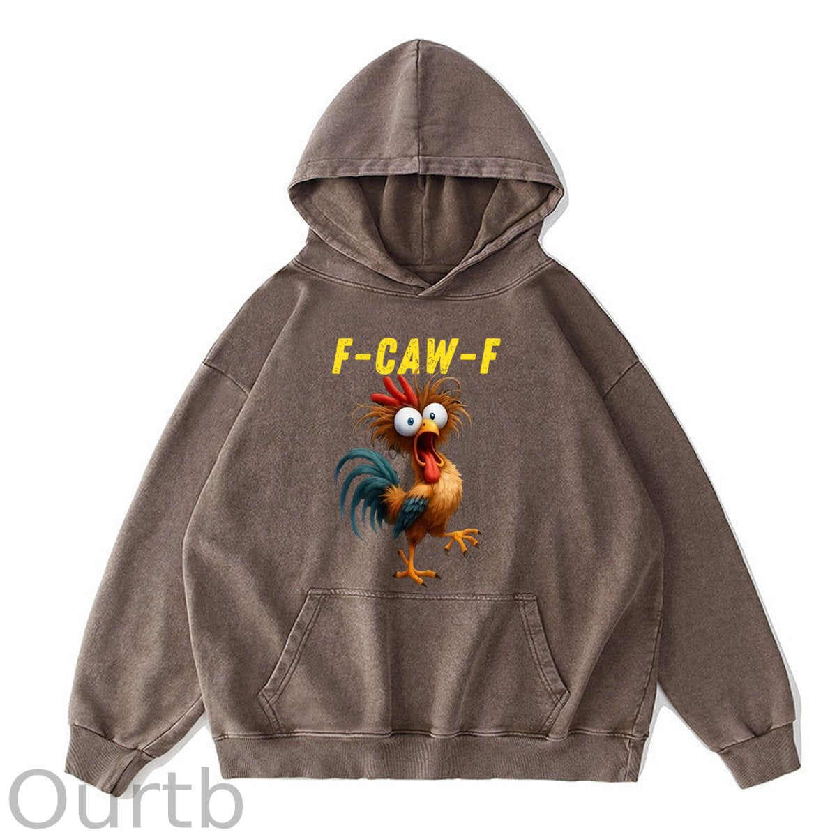 F-Caw-F Crazy Chicken  Pattern Washing And Aging Process 100% 300g Cotton Classic Hoodie
