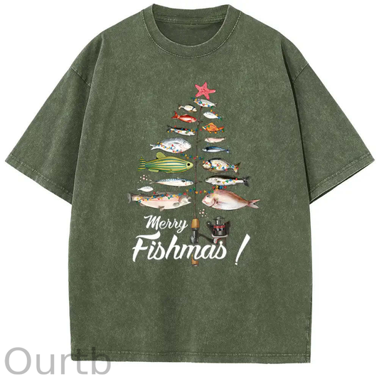 Merry Fishmas Print Unisex T-shirt