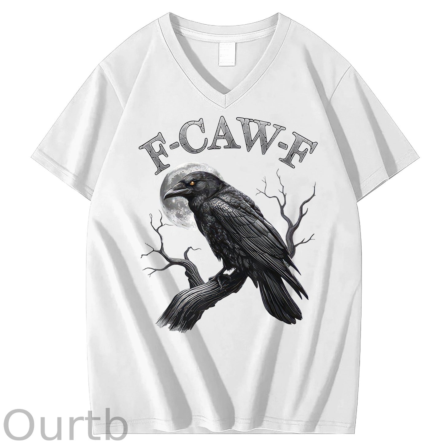 F-Caw-F Crow 100% Cotton V Neck T-Shirt