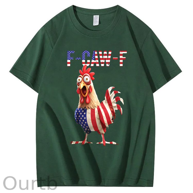 F-Caw-F America Flag Chicken  Pattern100% Cotton T-Shirt