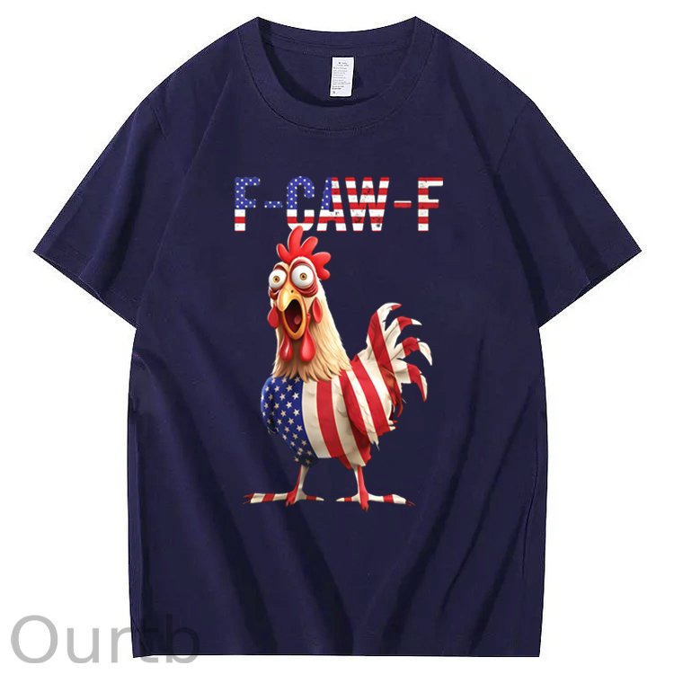 F-Caw-F America Flag Chicken  Pattern100% Cotton T-Shirt