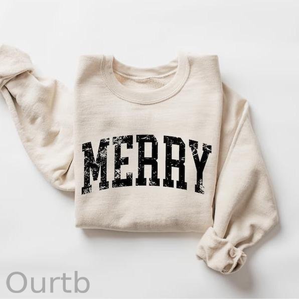Retro Merry Christmas 100% Cotton Fleece Sweatshirt