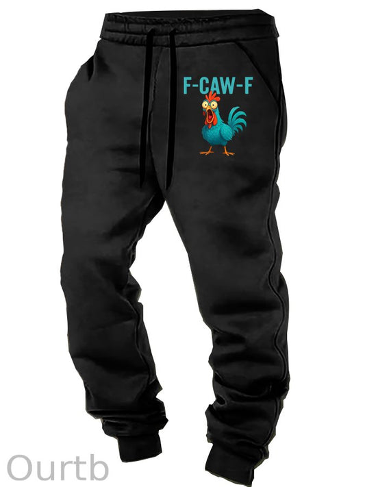 Funny Rooster Chicken F-Caw-F Chicken Pattern Print Casual Sweatpants
