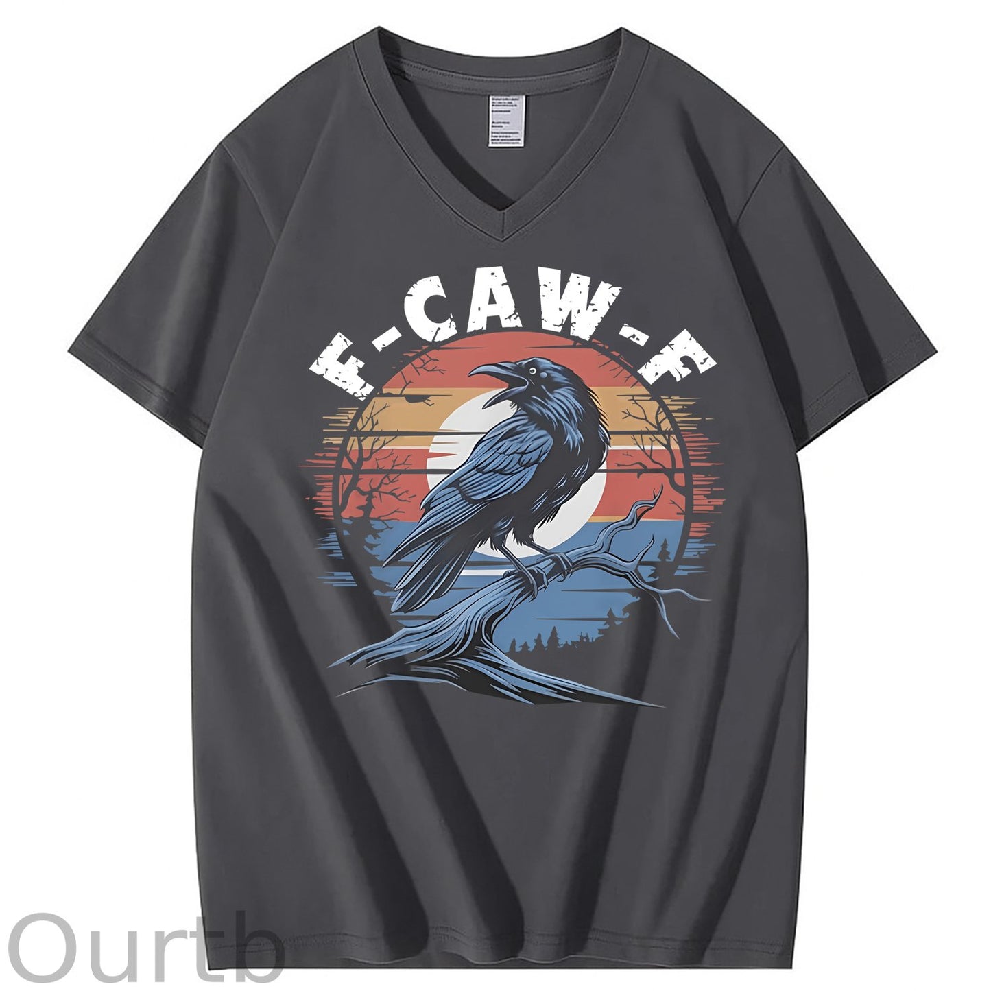 F-Caw-F Crow 100% Cotton V Neck T-Shirt