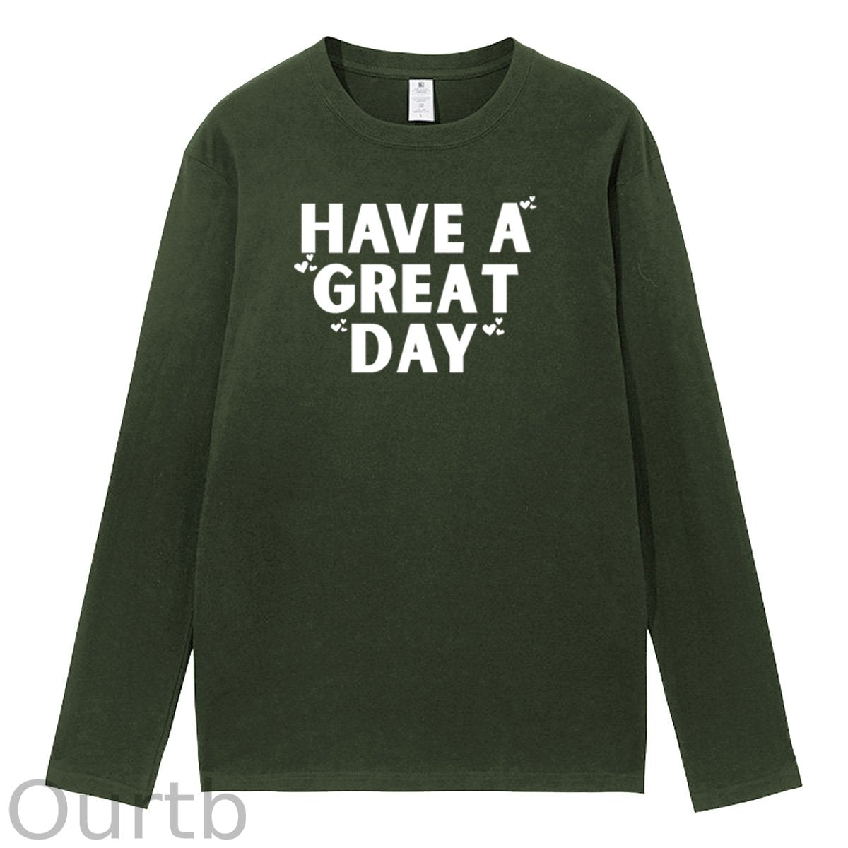 Have A Great Day Pattern Pattern Long Sleeve 100% Cotton  T-Shirt