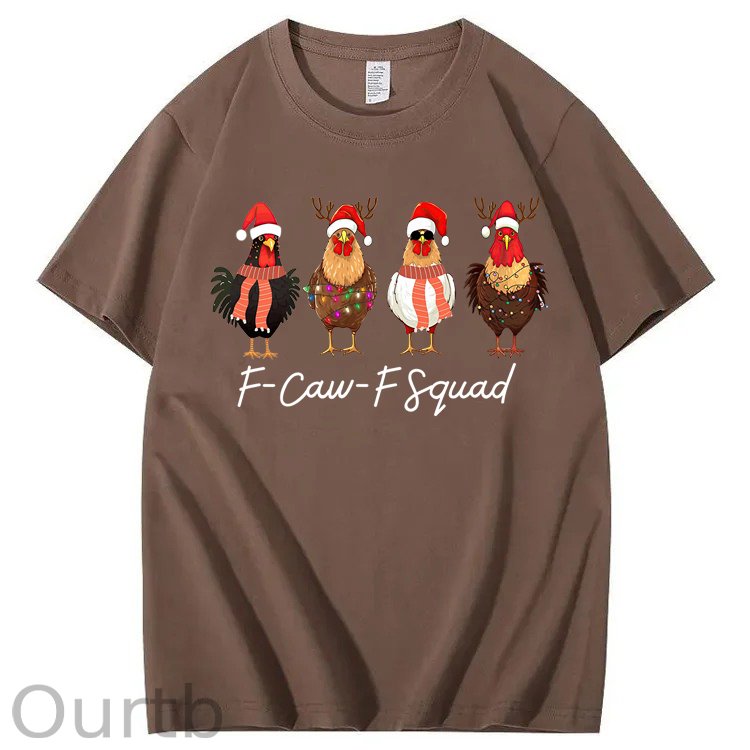 F-Caw-F Squad Chicken Christmas 100% Cotton T-Shirt