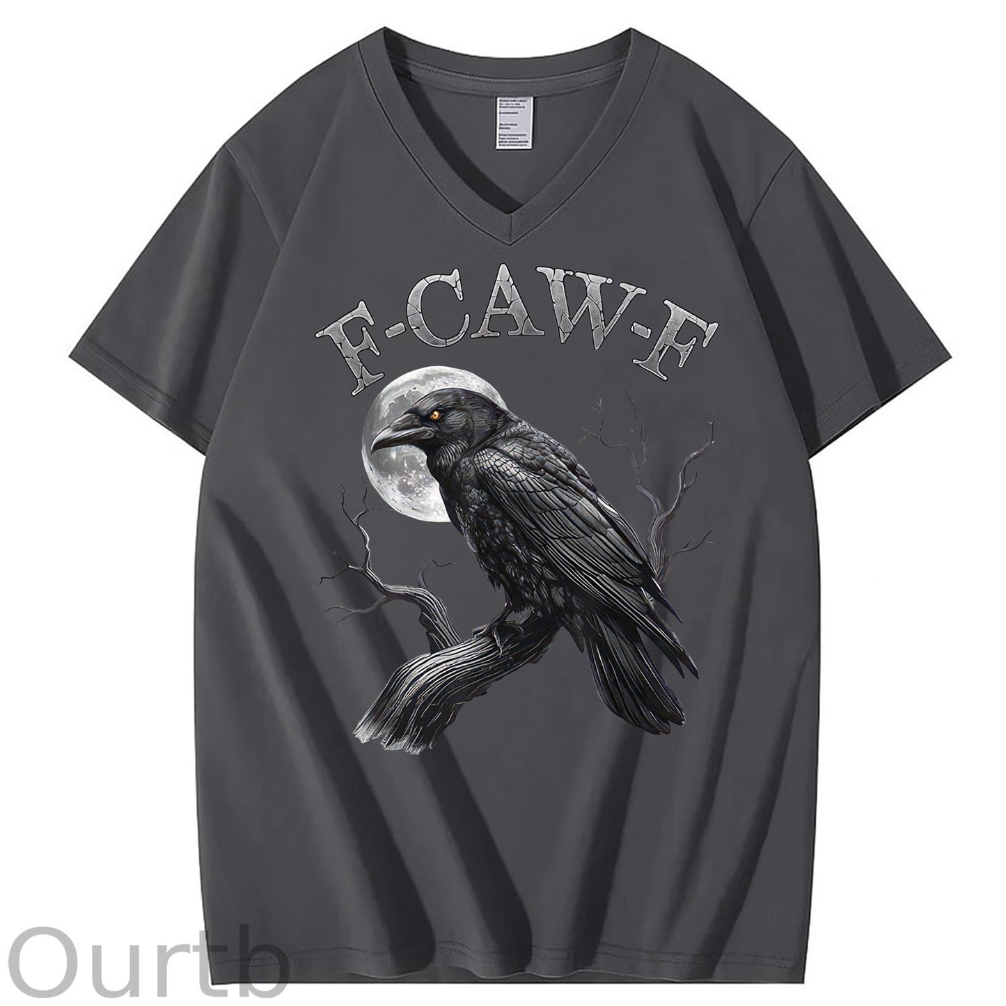 F-Caw-F Crow 100% Cotton V Neck T-Shirt
