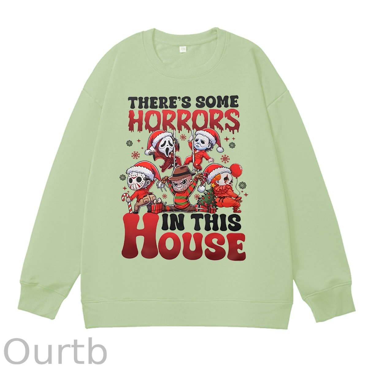 Christmas Horrors  Pattern 100% 300g Cotton Crew Neck Sweatshirt