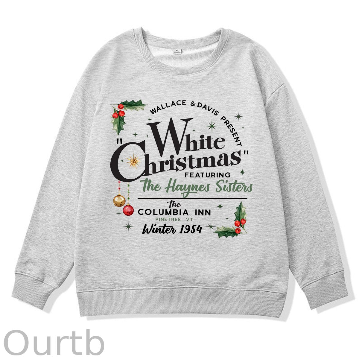 White Christmas Pattern 100% 300g CottonCrew Neck Sweatshirt