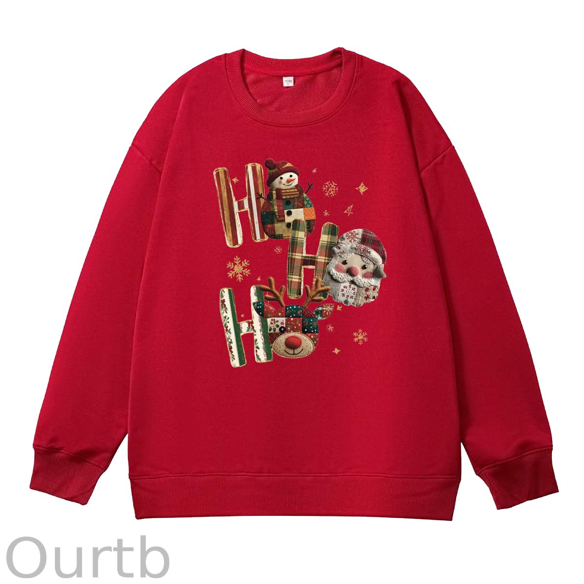 Christmas Ho Ho Ho  Pattern 100% 300g CottonCrew Neck Sweatshirt