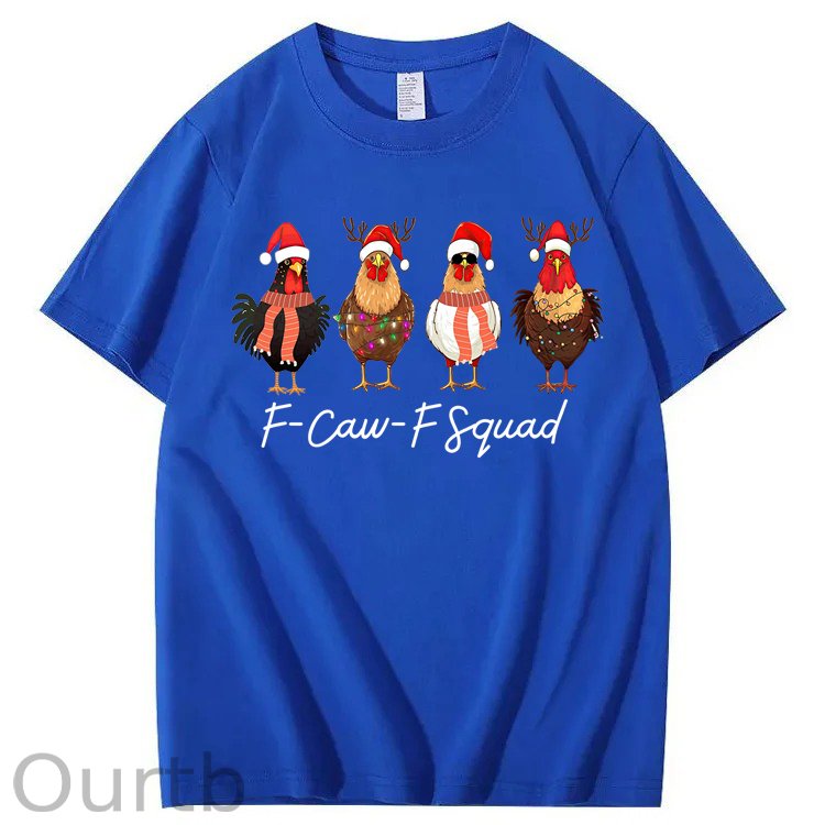 F-Caw-F Squad Chicken Christmas 100% Cotton T-Shirt