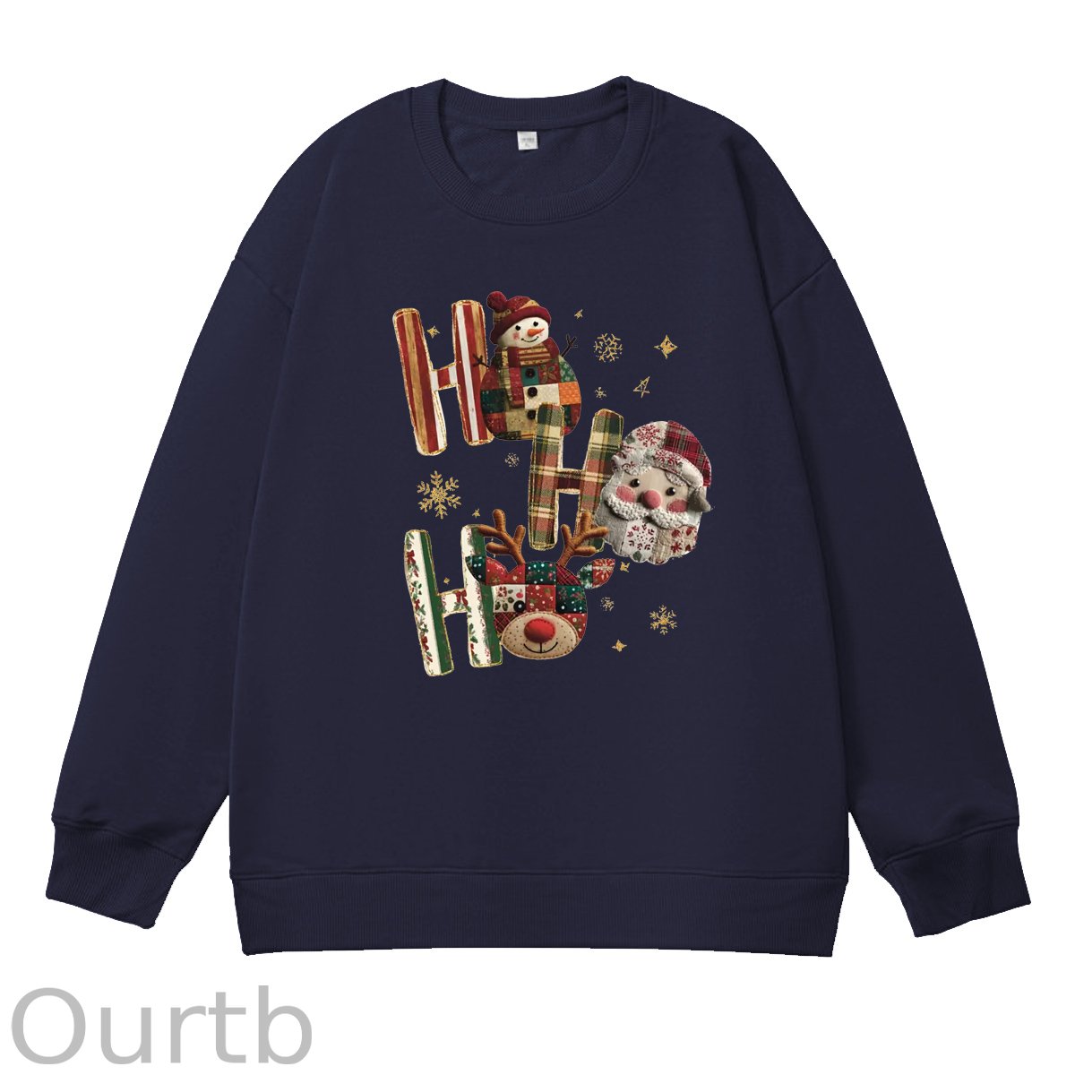 Christmas Ho Ho Ho  Pattern 100% 300g CottonCrew Neck Sweatshirt