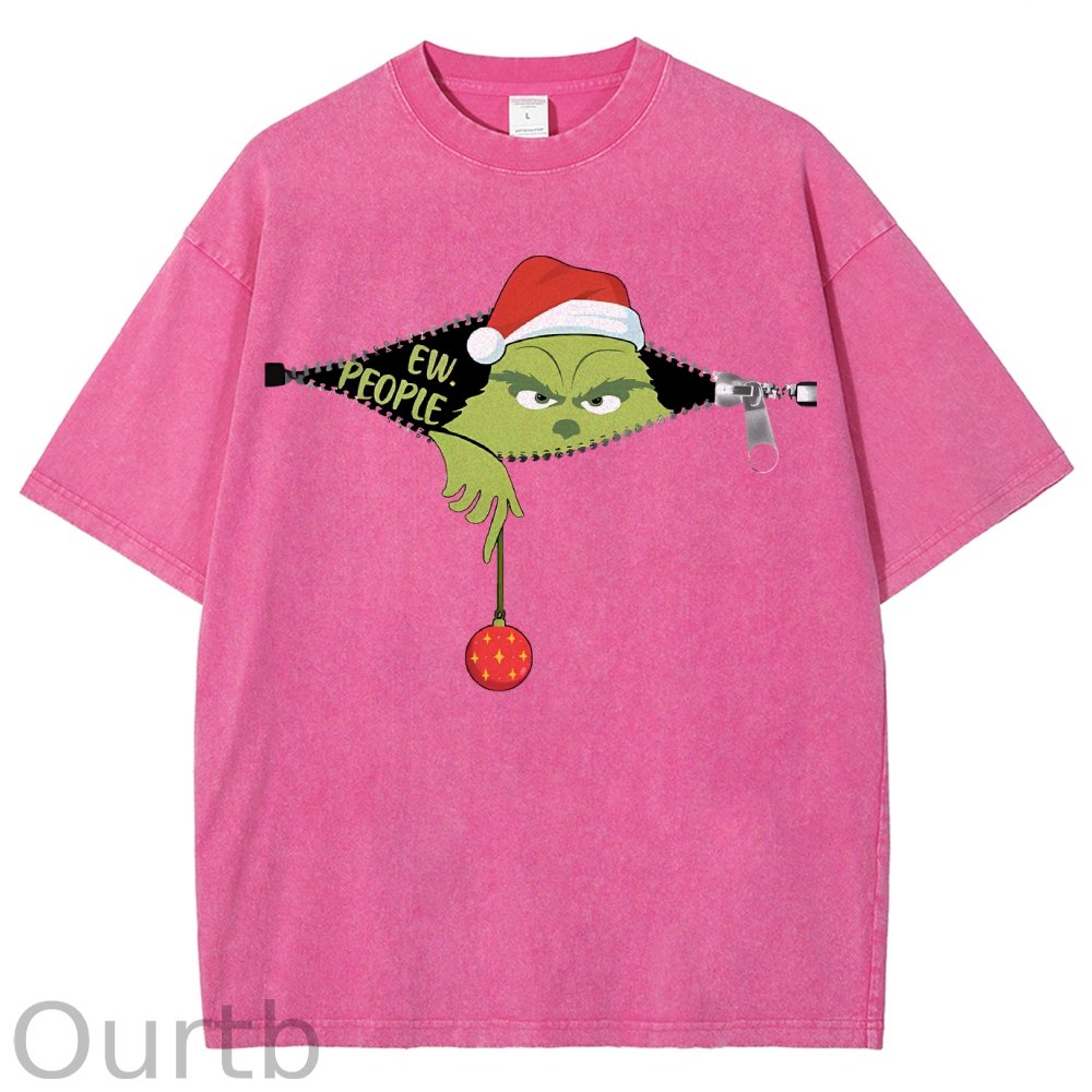 Unisex Christmas EW People Printed Washed Tee