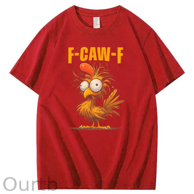 F-Caw-F Crazy Chicken Pattern100% Cotton T-Shirt