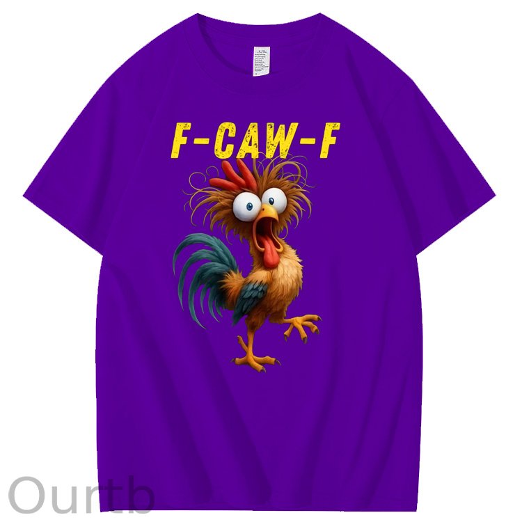 F-Caw-F Crazy Chicken Pattern100% Cotton T-Shirt