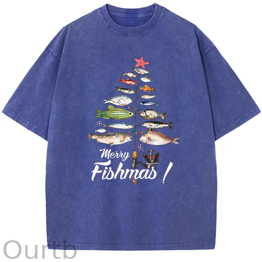 Merry Fishmas Print Unisex T-shirt