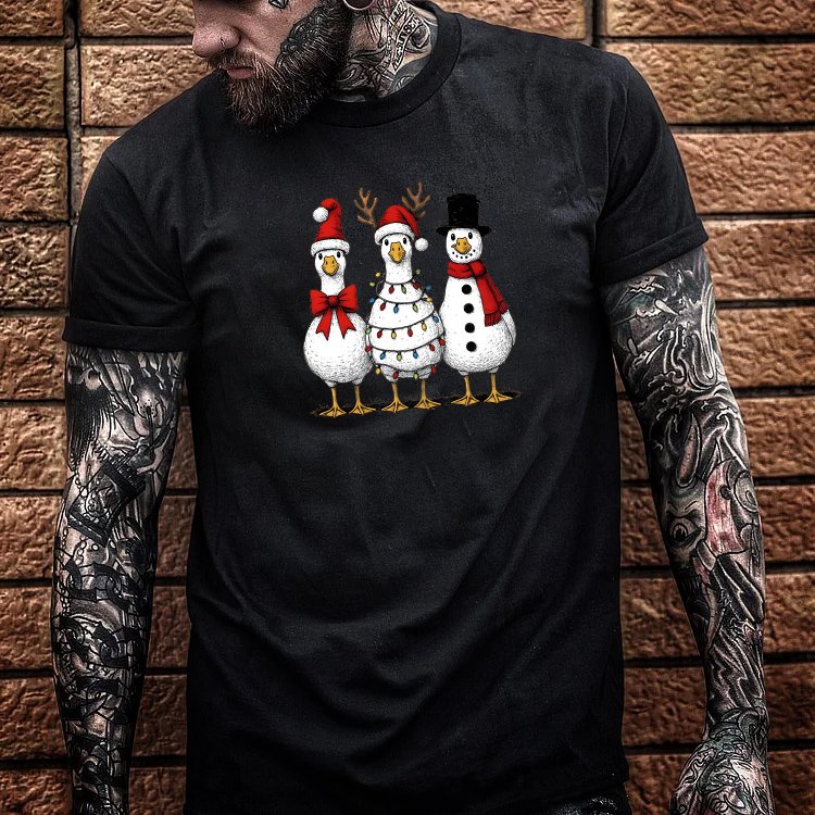 Christmas goose Pattern100% Cotton T-Shirt